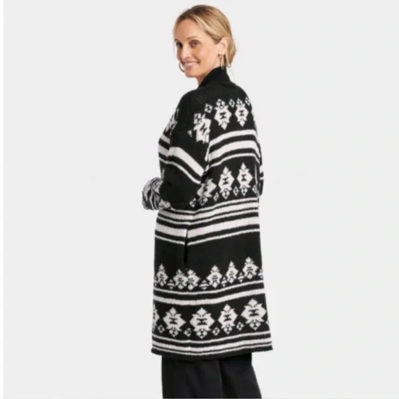 Knox Rose Argyle Style Open Front Cardigan - Picture 3 of 10